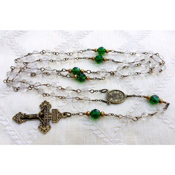 Pardon Indulgence Crucifix Hand-made Wire Wrapped 5 Decade Rosary - Picture 4 of 10